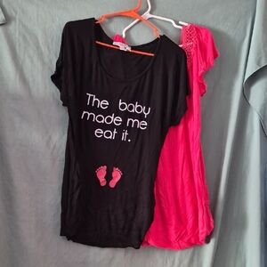 Black The Baby Made Me Eat It and Pink Maternity T-Shirts XL Pre-owned